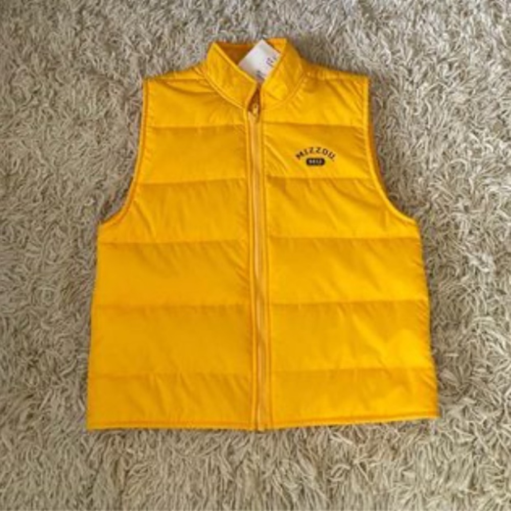 NWT Mizzou yellow vest Lightweight Puffer Full Zip kids size Small